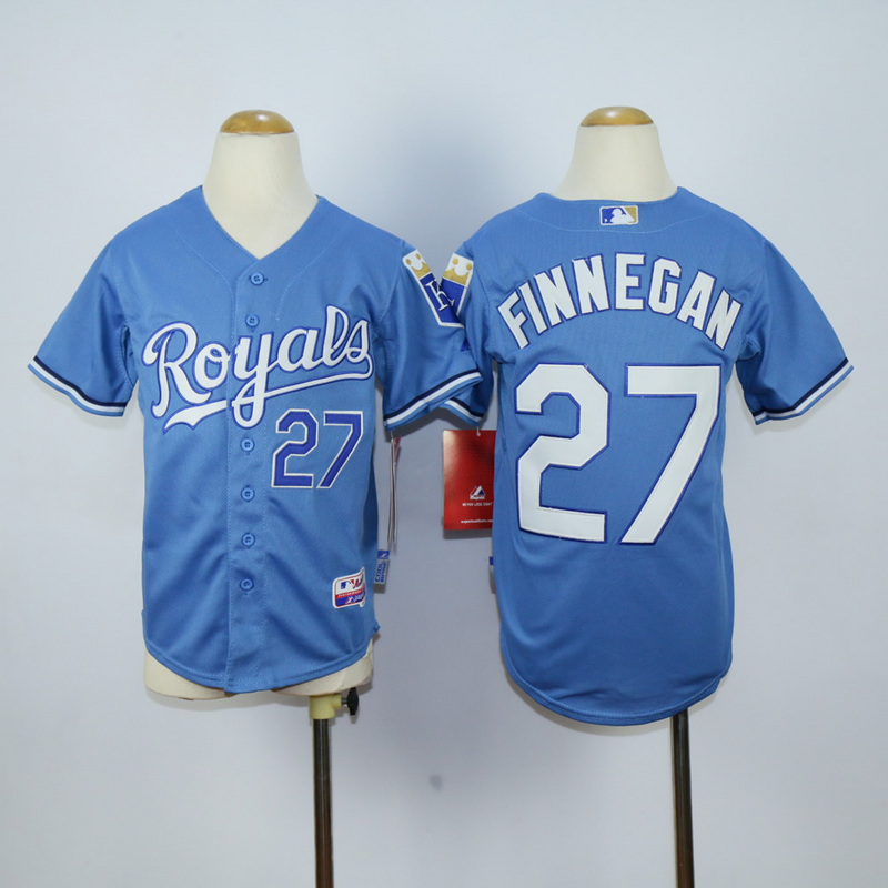 Youth Kansas City Royals #27 Finnegan Light Blue MLB Jerseys